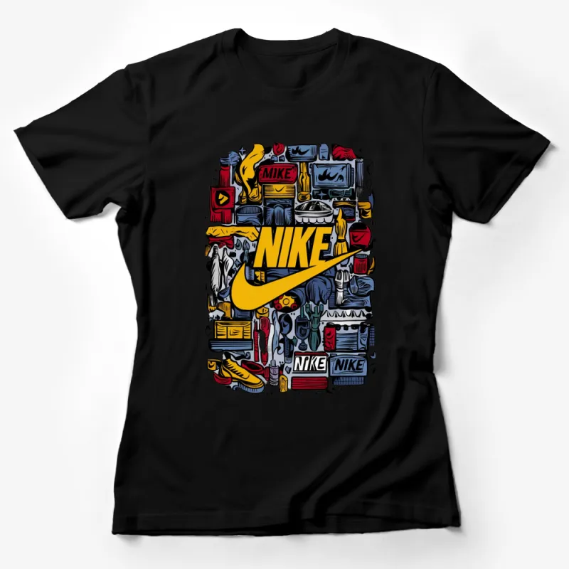 Nike Inspired Graphic T-Shirt, Colorful Urban Fashion Top, Street Style Tees, Casual Athletic Apparel, Unisex Gift Female T-Shirt