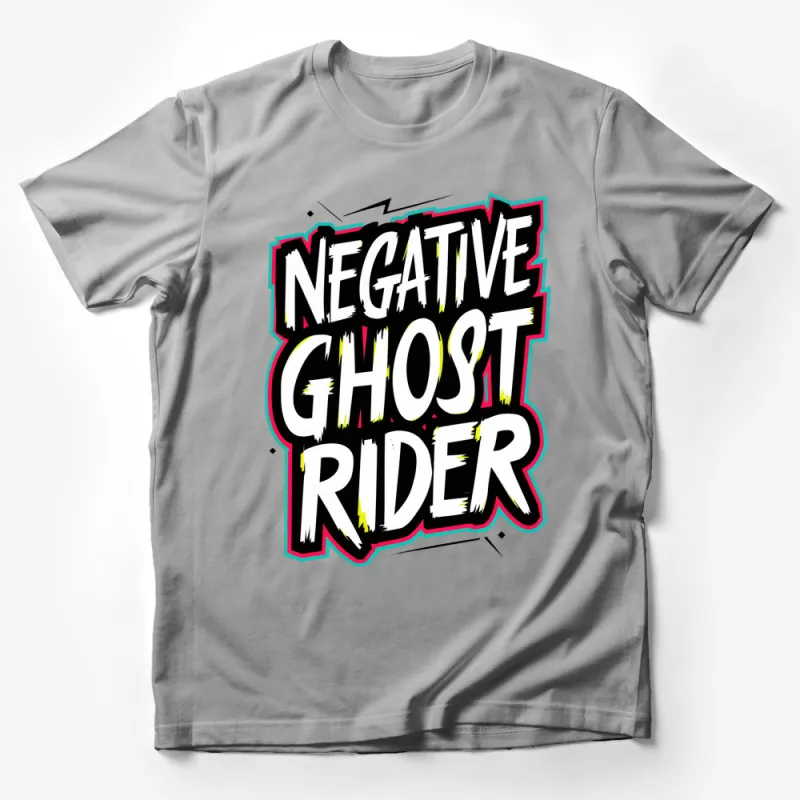 Negative Ghost Rider Quote Graphic T-Shirt, Vintage Comic Style Tee, Bold Text Design Shirt Male T-Shirt