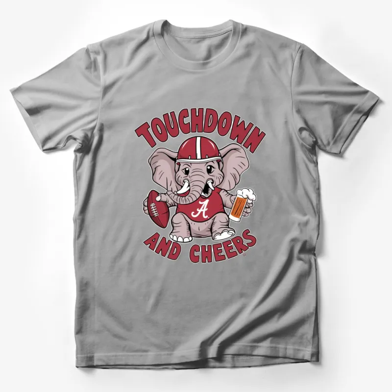 Alabama Elephant Football T-Shirt, Touchdown and Cheers Graphic Tee, Sports Fan Gift, Collegiate Apparel Male T-Shirt