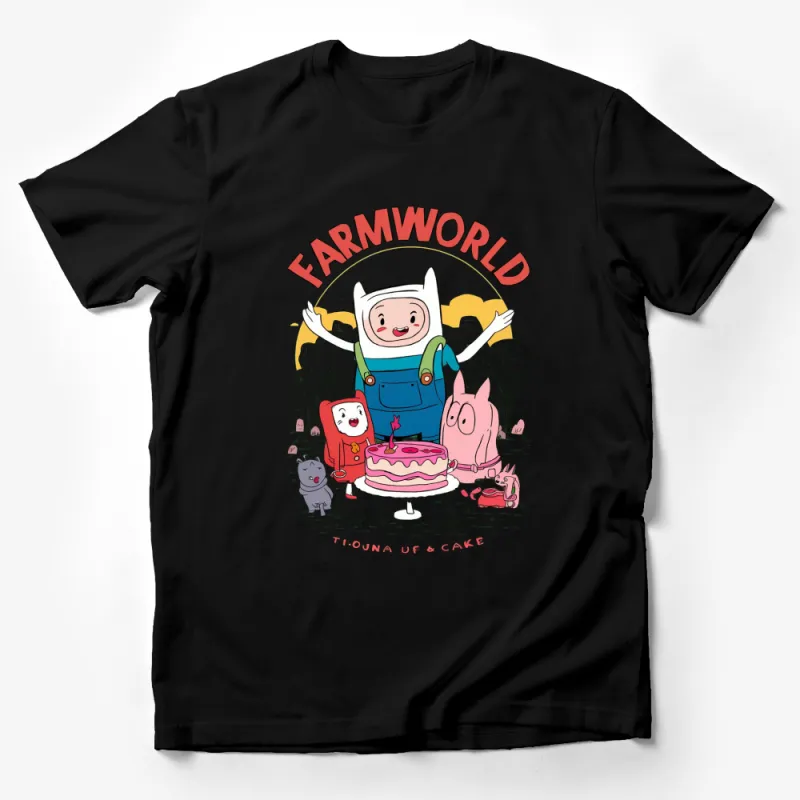 Farmworld Cartoon Adventure Birthday Scene, Cute Character Graphic T-Shirt, Unisex Tee for All Ages Male T-Shirt