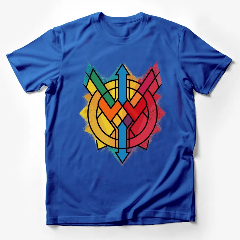 Colorful Geometric Abstract Heart T-Shirt, Modern Art Unisex Tee, Bold Colorful Shirt for All Ages Male T-Shirt