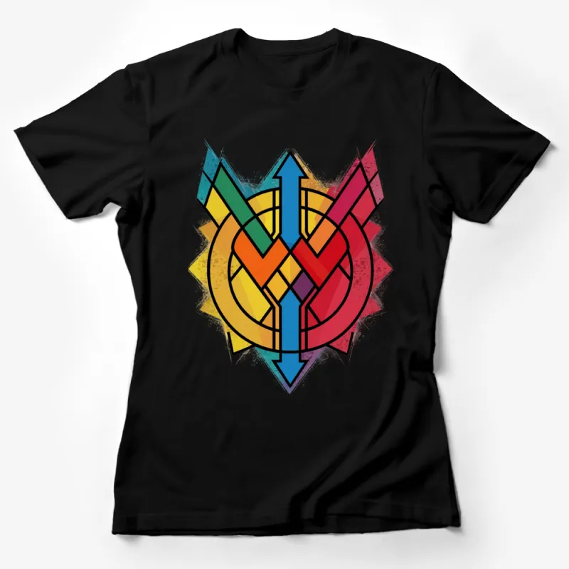 Colorful Geometric Abstract Heart T-Shirt, Modern Art Unisex Tee, Bold Colorful Shirt for All Ages Female T-Shirt