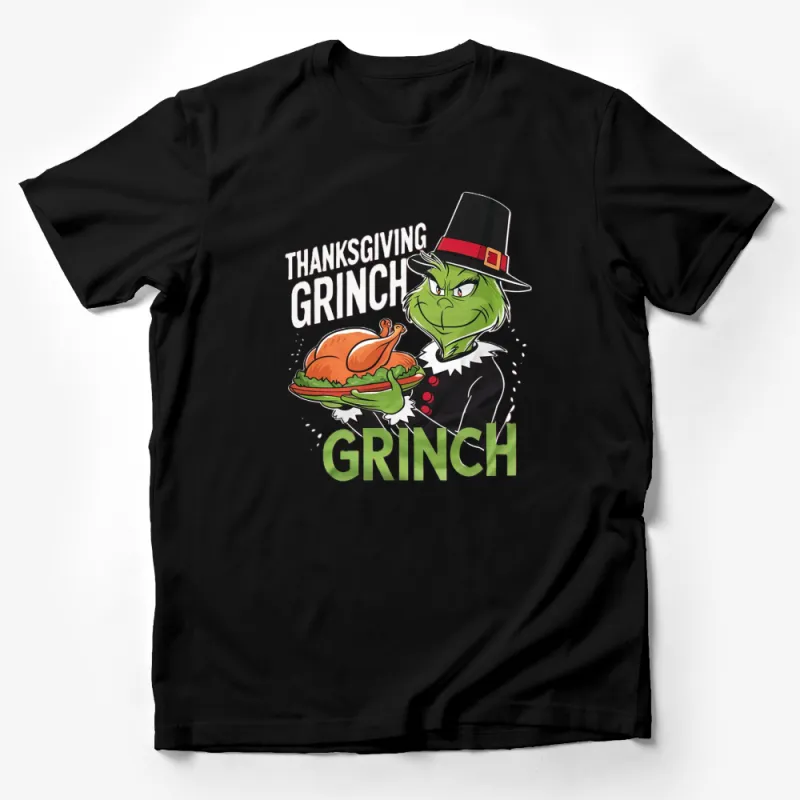 Thanksgiving Grinch T-Shirt, Funny Holiday Tee, Family Dinner Outfit, Green Grinch Graphic Shirt Male T-Shirt