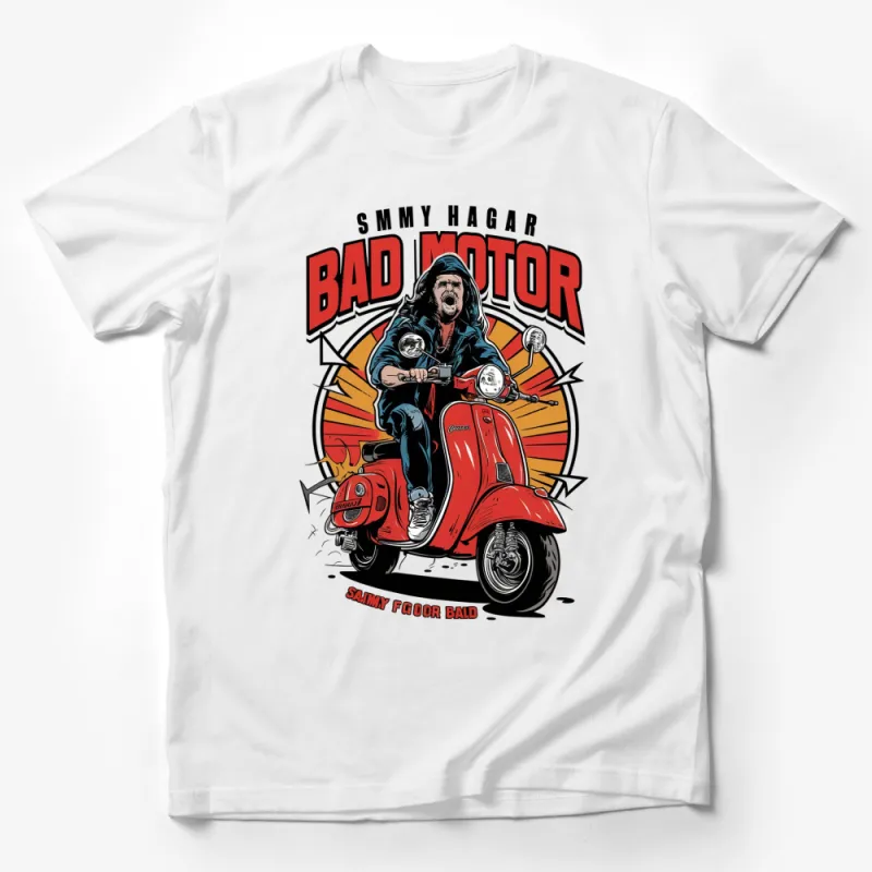 Sammy Hagar Bad Motor Scooter Graphic T-Shirt, Retro Rock Band Tee, Vintage Motorcycle Shirt Design Male T-Shirt