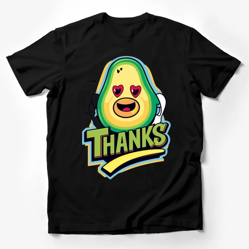 Cute Avocado Thanks Graphic T-Shirt, Fun Heart Eyes Emoji, Unisex Tee for All Ages Male T-Shirt