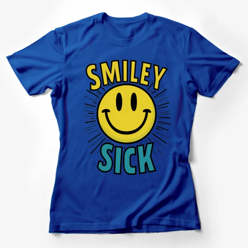 Smiley Sick Face T-Shirt, Yellow Happy Face Graphic Tee, Unique Emoji Shirt Design, Fun Casual Wear Female T-Shirt