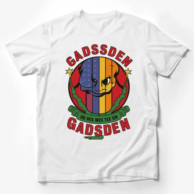 Vintage Gadsden Flag Rainbow Snake T-Shirt, Colorful Patriotic Retro Tee, Unisex American History Shirt Male T-Shirt