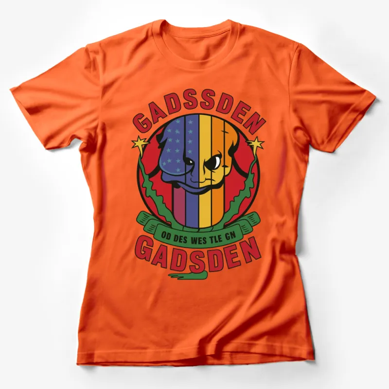 Vintage Gadsden Flag Rainbow Snake T-Shirt, Colorful Patriotic Retro Tee, Unisex American History Shirt Female T-Shirt