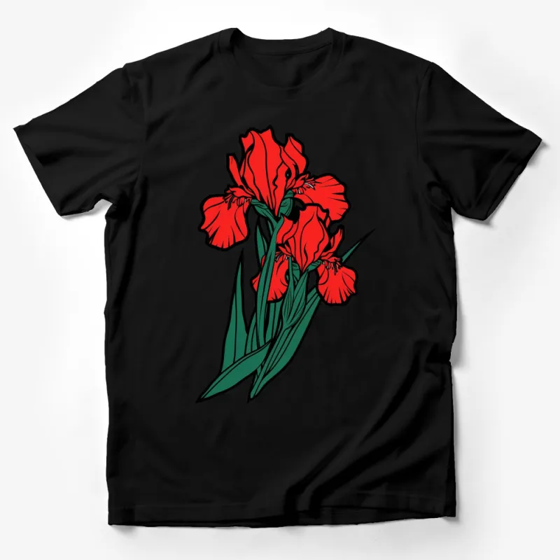 Red Iris Flower T-Shirt, Vintage Botanical Tee, Floral Graphic Shirt, Nature Lover Gift, Spring Fashion Top, Unisex Male T-Shirt