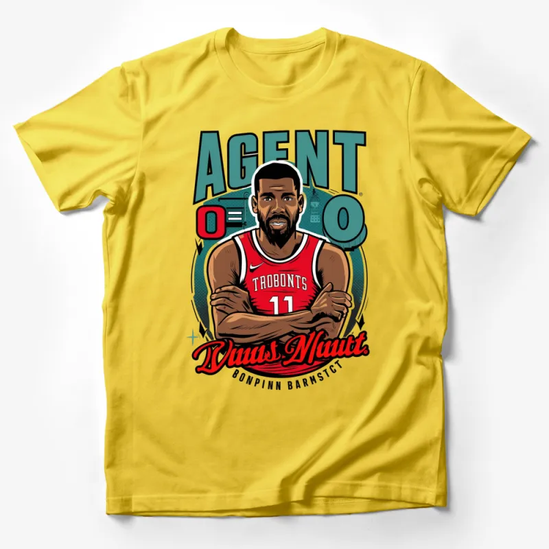 Agent 0 Cartoon Basketball Player T-Shirt, Red Jersey, Sports Fan Gift, Unique Graphic Tee, Men's Clothing Male T-Shirt