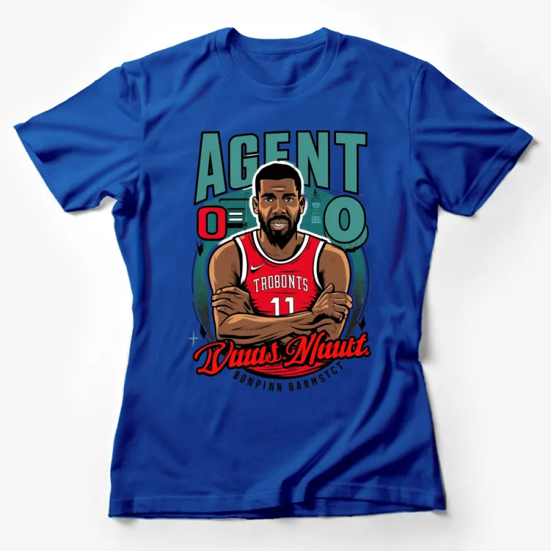 Agent 0 Cartoon Basketball Player T-Shirt, Red Jersey, Sports Fan Gift, Unique Graphic Tee, Men's Clothing Female T-Shirt