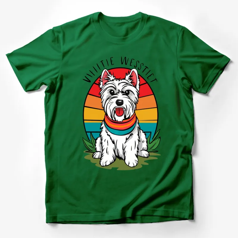 Whittie Wesstiet T-Shirt, Cute Westie Dog, Rainbow Circle, Colorful Pet Lover Gift, Unisex Graphic Tee Male T-Shirt