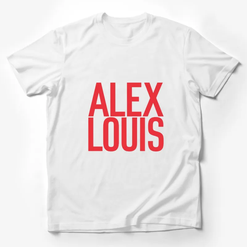 Alex Louis Bold Red Text Graphic T-Shirt, Unisex Modern Style Tee, Casual Streetwear Top Male T-Shirt