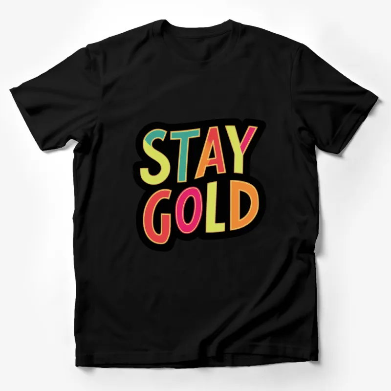 Stay Gold Retro Style T-Shirt, Colorful Vintage Graphic Tee, Unisex Fashion Top Male T-Shirt