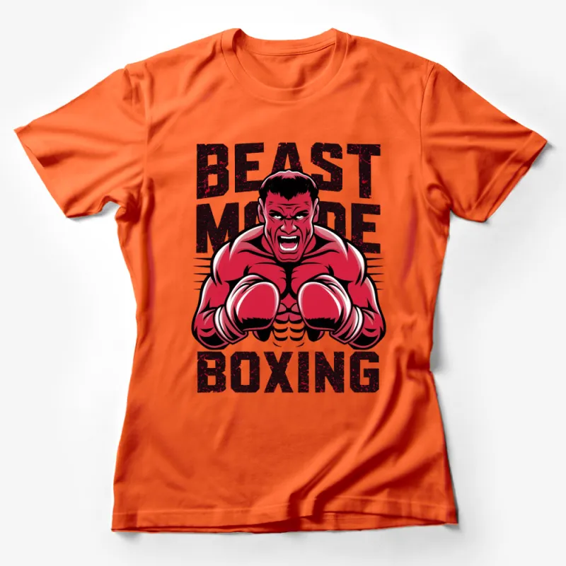 Beast Mode Boxing Graphic T-Shirt, Bold Red and Black Gym Wear, Men's Athletic Shirt, Strength Training Apparel Female T-Shirt