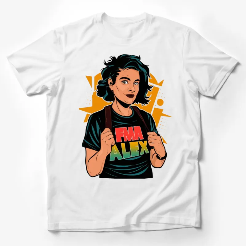 Funky Alex FMA Graphic Tee, Vibrant Comic Style T-Shirt, Unique Casual Wear Male T-Shirt