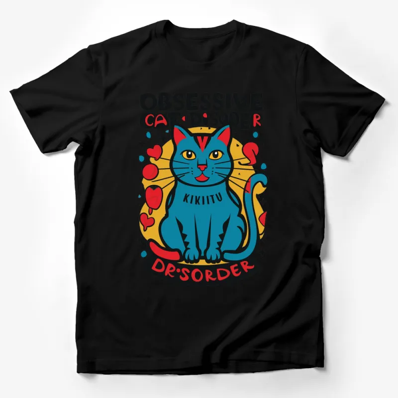 Obsessive Cat Disorder Funny Graphic T-Shirt, Cute Cat Lover Gift, Colorful Kawaii Cat Tee Male T-Shirt