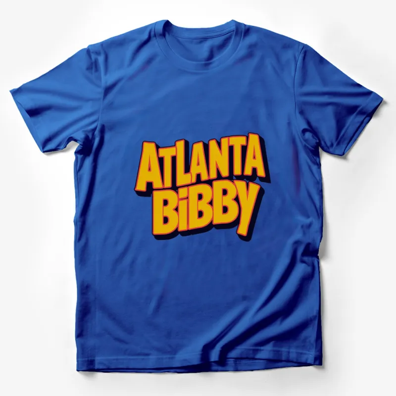 Atlanta Bibby Bold Text Graphic T-Shirt, Retro Style Colorful Tee, Casual Streetwear Apparel Male T-Shirt