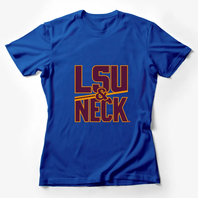 LSU and Neck Bold Graphic T-Shirt, Maroon and Gold College Logo, Casual Sportswear Tee for Fans Female T-Shirt