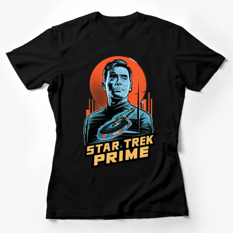 Star Trek Prime Captain T-Shirt, Retro Sci-Fi Series Graphic Tee, Vintage Style Unisex Apparel Female T-Shirt