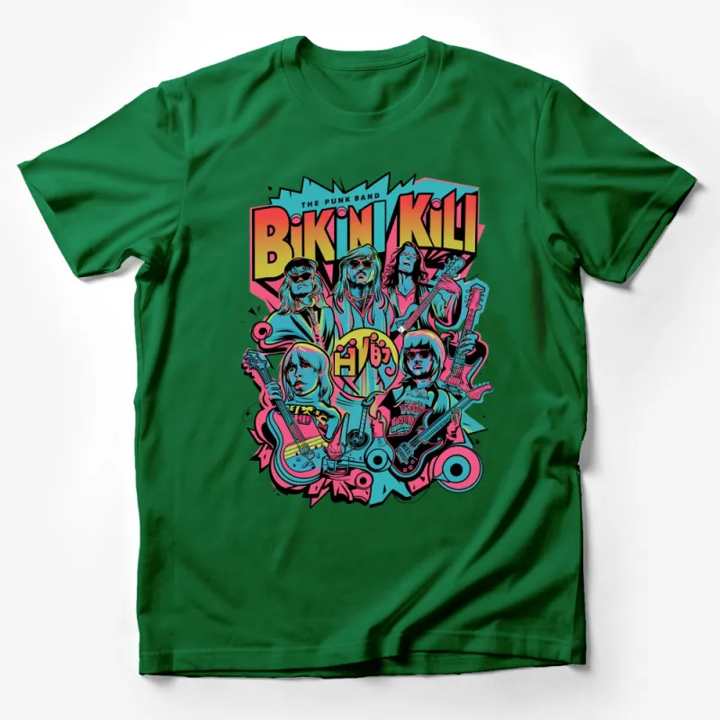 Punk Band Bikini Kill Inspired T-Shirt, Colorful Music Graphic Tee, Rock Band Retro Style Apparel Male T-Shirt