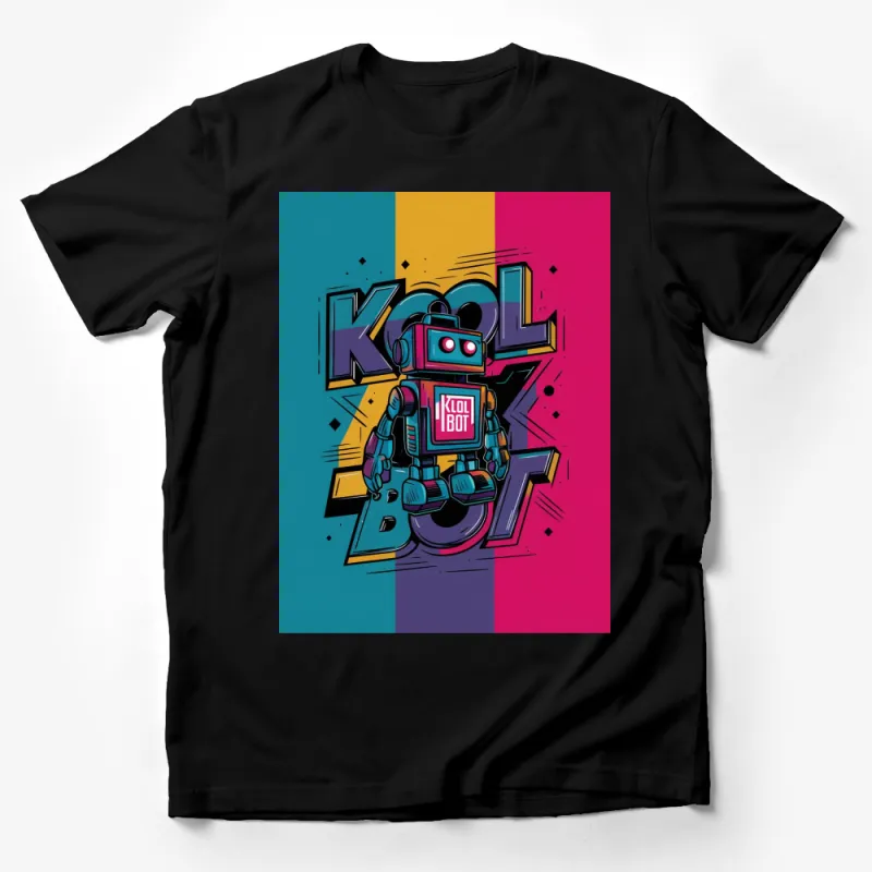 Retro Robot T-Shirt, Colorful Vintage Style Kool Bot Graphic Tee, Unisex Male T-Shirt