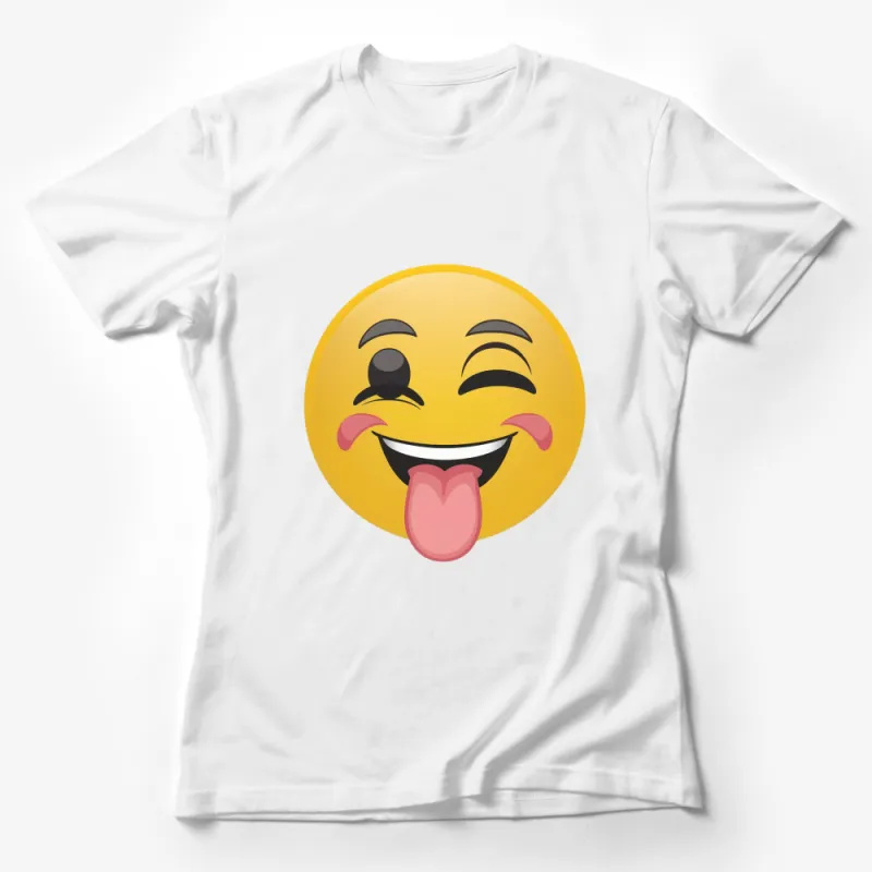 Winking Face Emoji T-Shirt, Funny Tongue Out Graphic Tee, Unisex Casual Wear, Gift Idea Female T-Shirt