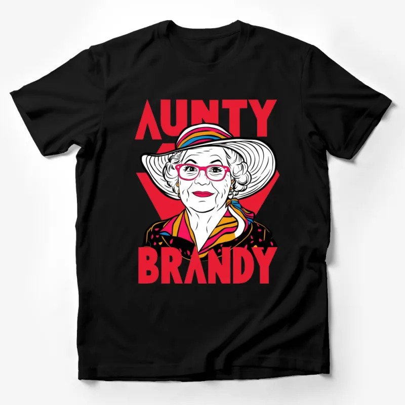 Aunty Brandy Pop Art T-Shirt, Bold Graphic Tee, Colorful Vintage Style Top Male T-Shirt