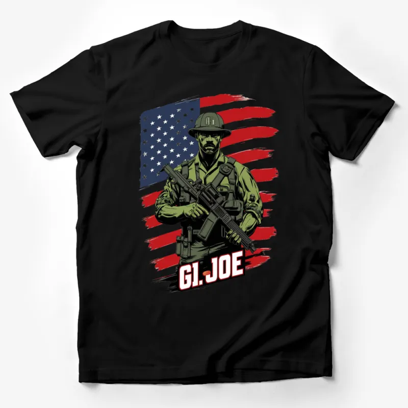 GI Joe Military Themed T-Shirt, American Flag Patriotic Soldier Graphic Tee, Men's Fashion Male T-Shirt