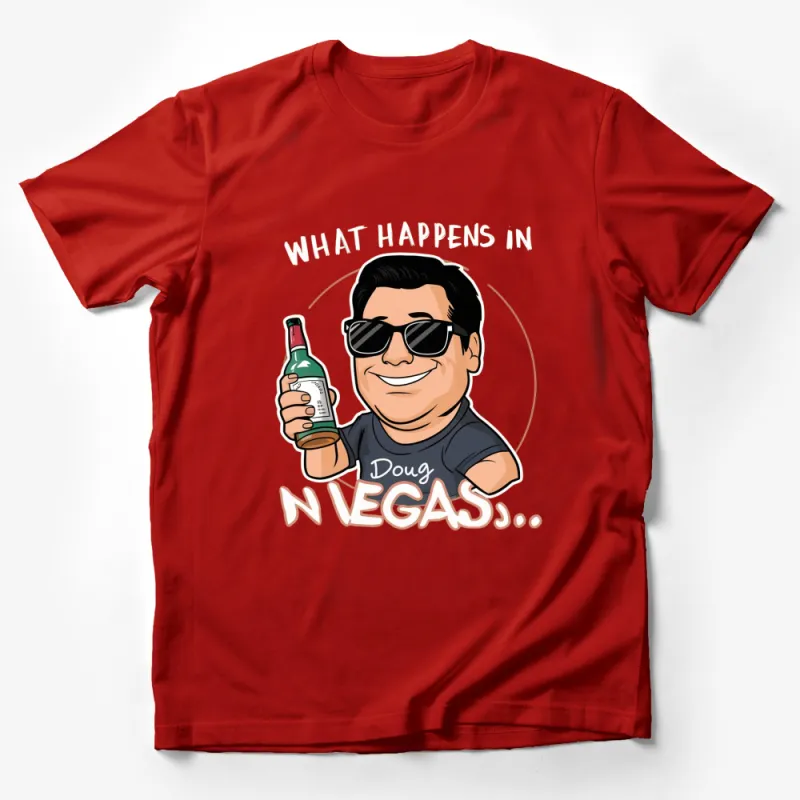 Funny Doug in Vegas Caricature T-Shirt, Graphic Tee for Parties, Unique Men's Gift Idea Male T-Shirt