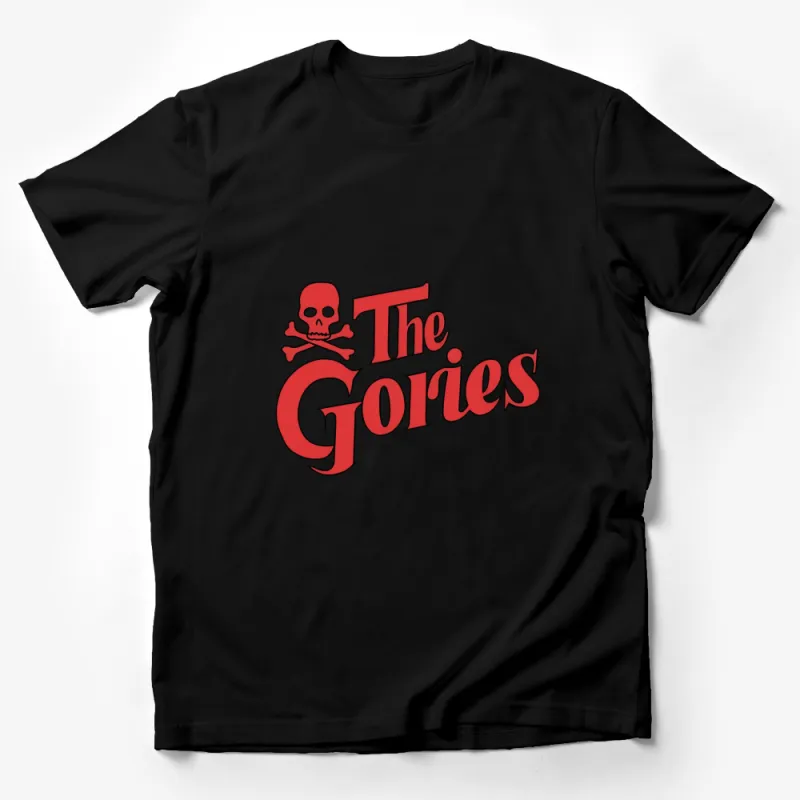 Vintage The Gories Band Logo T-Shirt, Classic Red Skull and Crossbones Graphic Tee, Music Fan Apparel Male T-Shirt