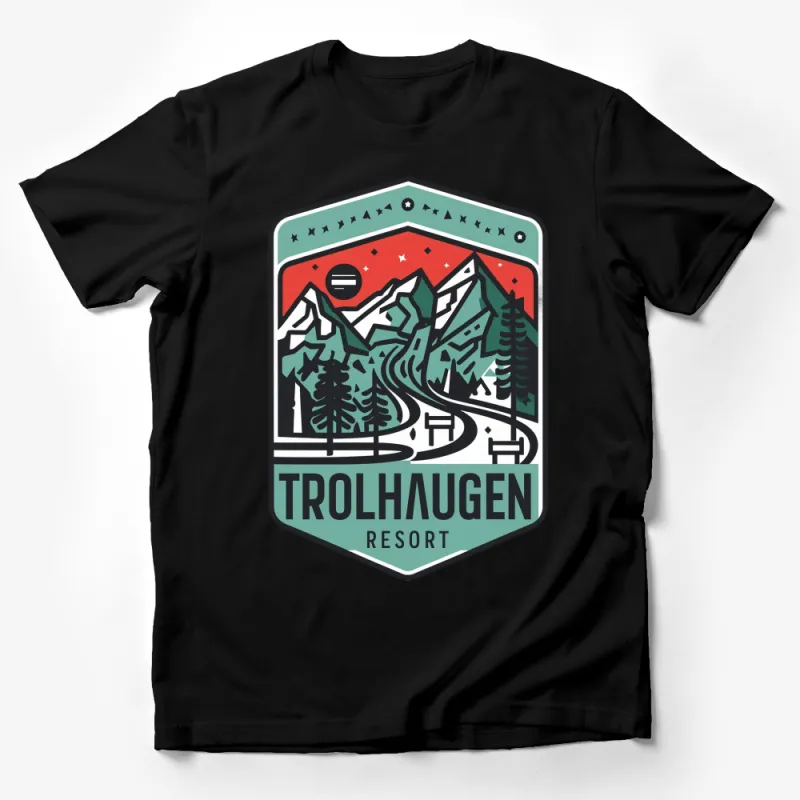 Vintage Troldhaugen Resort Mountain Graphic T-Shirt, Nature Lover Outdoor Adventure Tees Male T-Shirt