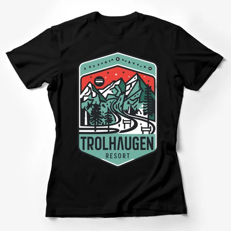 Vintage Troldhaugen Resort Mountain Graphic T-Shirt, Nature Lover Outdoor Adventure Tees Female T-Shirt