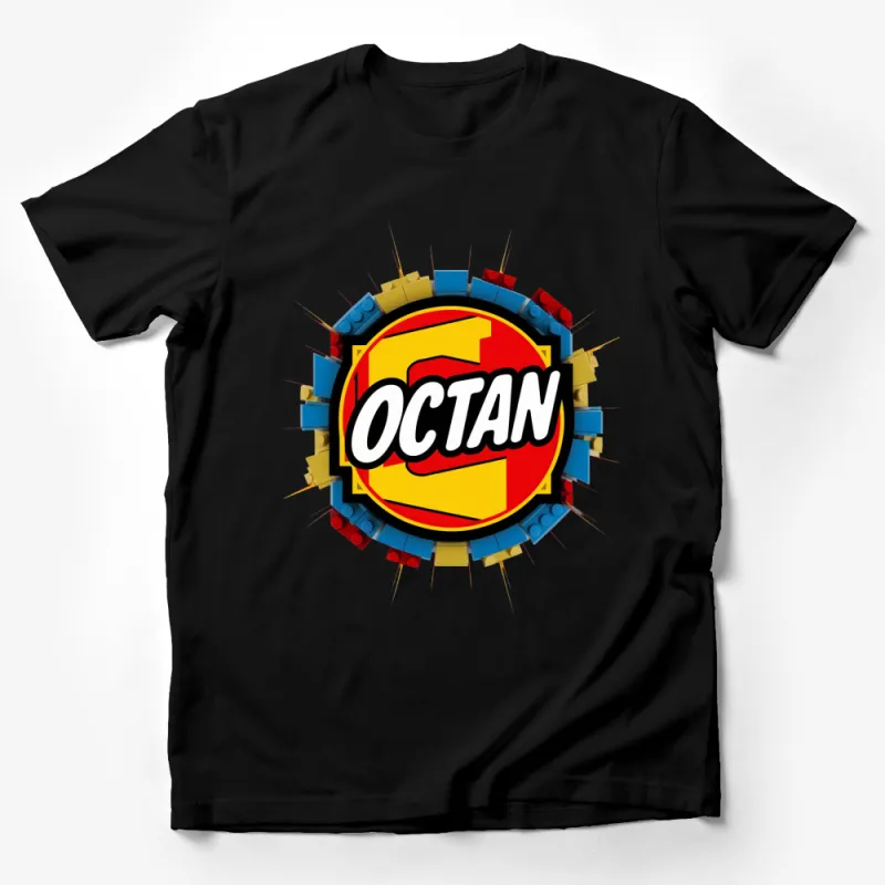 Colorful Octan Logo T-Shirt, Vintage Style Graphic Tee, Unisex Casual Wear Male T-Shirt