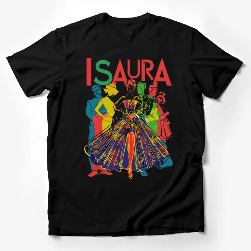 Isaura Fashion Illustration Colorful T-Shirt, Women's Fashion Art Tee, Designer Style Graphic Shirt Male T-Shirt