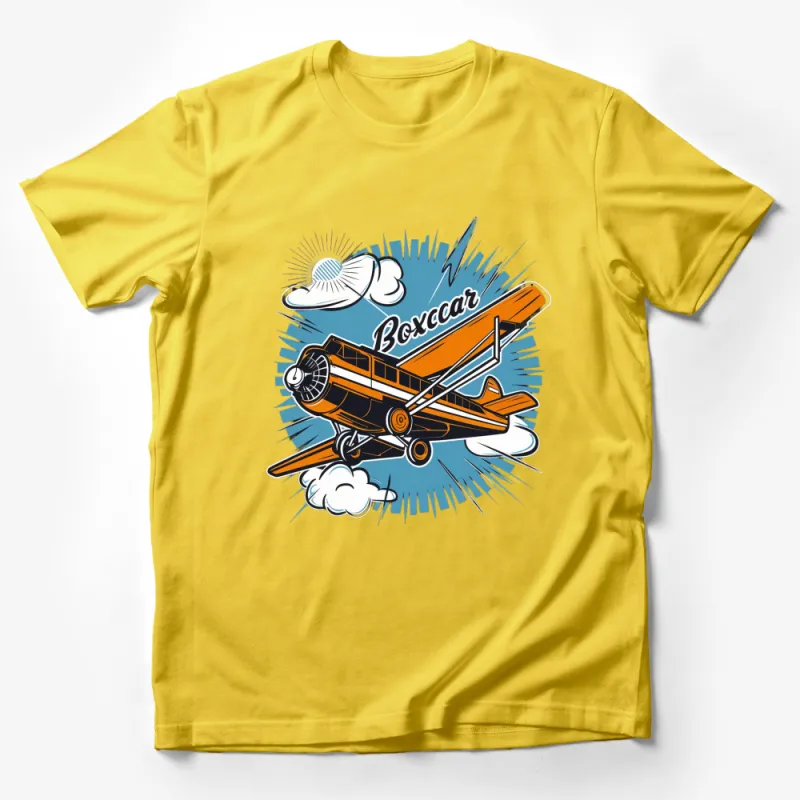 Vintage Boxcar Airplane Graphic T-Shirt, Classic Plane Design Tee, Aviation Enthusiast, Retro Airplane Lover Gift Shirt Male T-Shirt