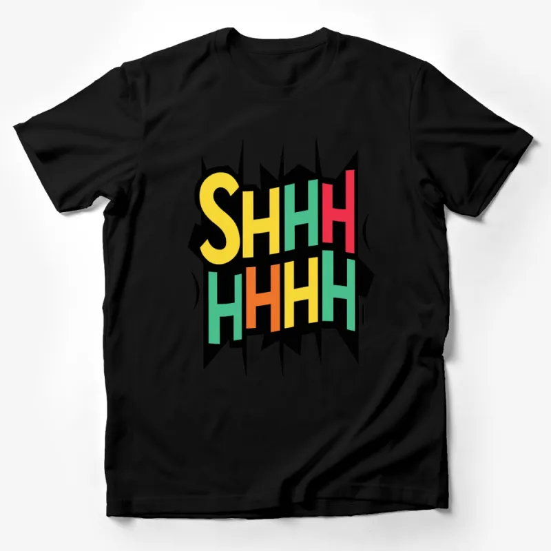 Colorful Pop Art SHHH Graphic T-Shirt, Bold Comic Style, Vibrant Unisex Tee, Casual Wear Male T-Shirt