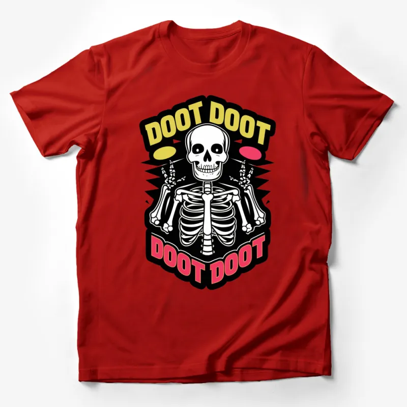 Skeleton Trumpet Doot Doot T-Shirt, Funny Skull Graphic Tee, Halloween Party Apparel, Unisex Male T-Shirt