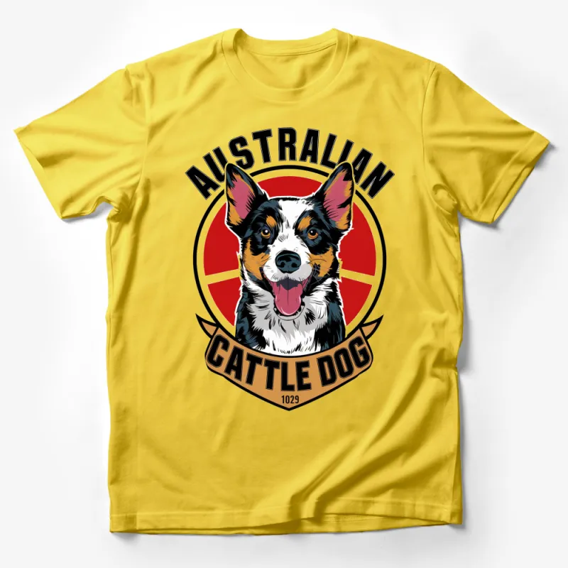 Australian Cattle Dog T-Shirt, Colorful Dog Breed Graphic Tee, Pet Lovers Apparel, Unisex Male T-Shirt