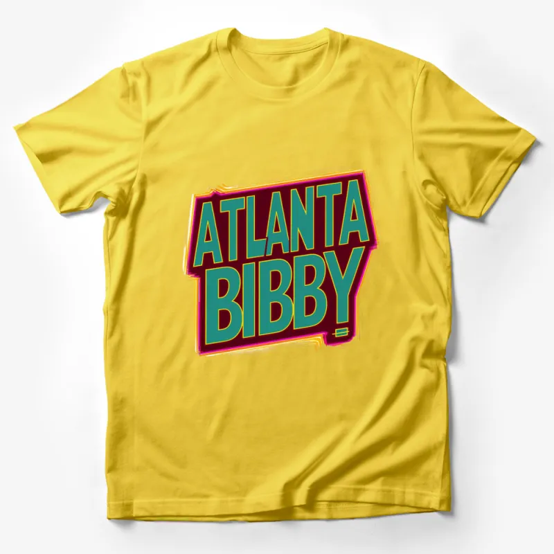 Atlanta Bibby Colorful Retro Style Graphic T-Shirt, Trendy City Inspired Casual Wear Male T-Shirt