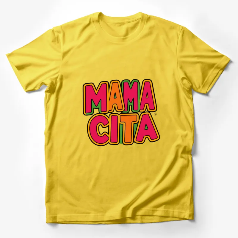 Colorful Mama Cita Text Graphic T-Shirt, Retro Style Bold Lettering, Unisex Fashion Tee Male T-Shirt