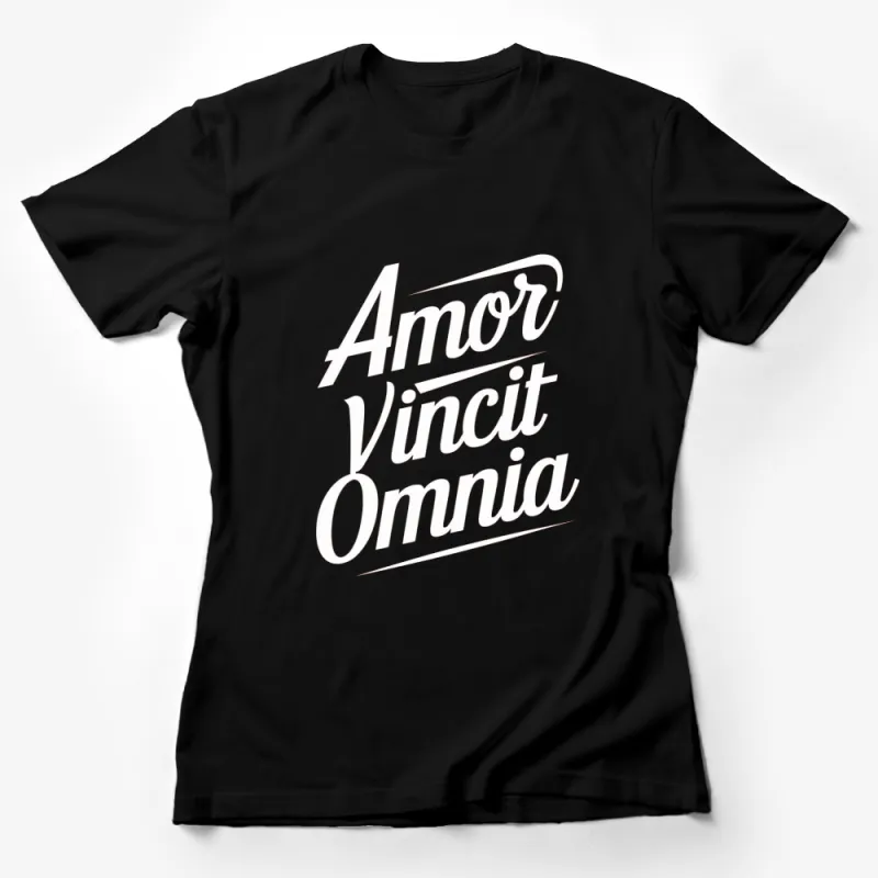 Amor Vincit Omnia T-Shirt, Classic Black and White Tee, Inspirational Latin Quote, Gift for Classics Lovers Female T-Shirt