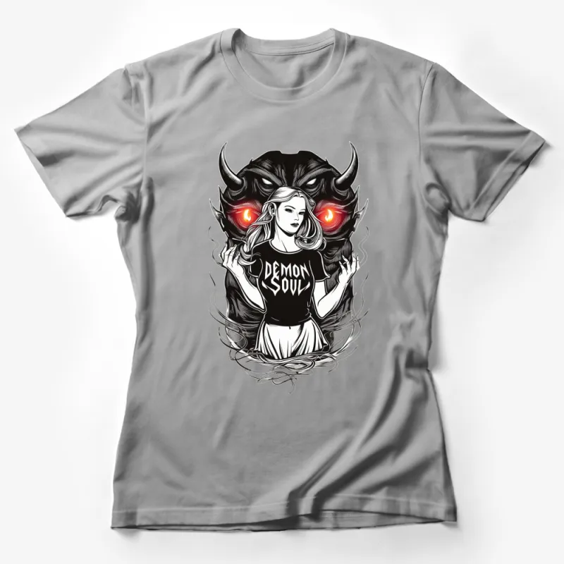 Demon Soul Graphic Tee, Women's Mythical Creature T-shirt, Fantasy Art Top, Unique Gift Idea Female T-Shirt