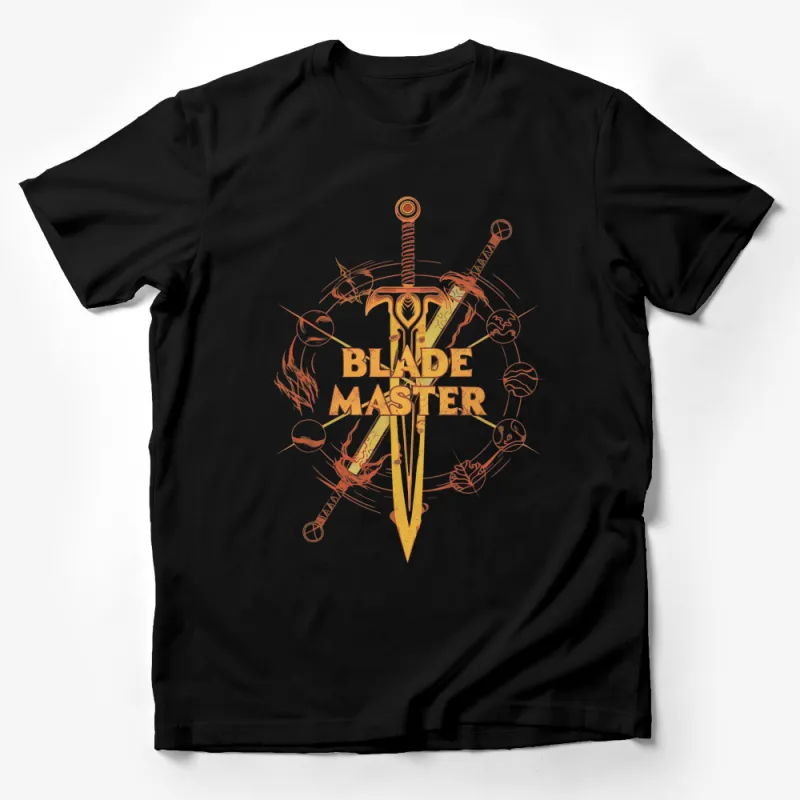 Blade Master Sword and Skull Graphic T-Shirt, Vintage Warrior Tee, Fantasy Sword Art, Unisex Clothing Male T-Shirt