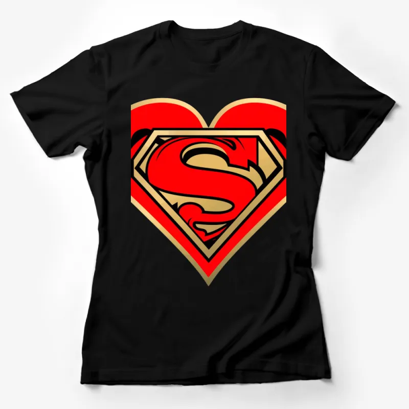 Superman Heart Logo T-Shirt, Red and Yellow Graphic Tee, Unisex Superhero Shirt, Casual Comfort Fit Female T-Shirt