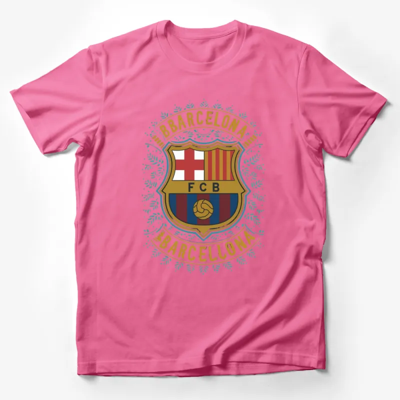 Barcelona FCB Soccer Crest T-Shirt, Vintage-Inspired Football Club Logo Tee, Unisex Sports Apparel Male T-Shirt