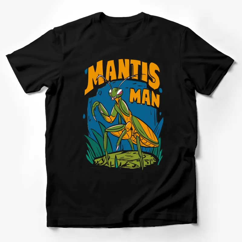 Mantis Man Comic Style T-Shirt, Unique Graphic Tee, Bold Colors, Casual Wear Male T-Shirt