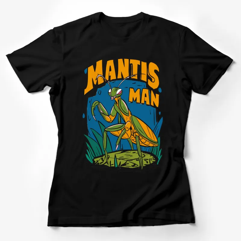 Mantis Man Comic Style T-Shirt, Unique Graphic Tee, Bold Colors, Casual Wear Female T-Shirt