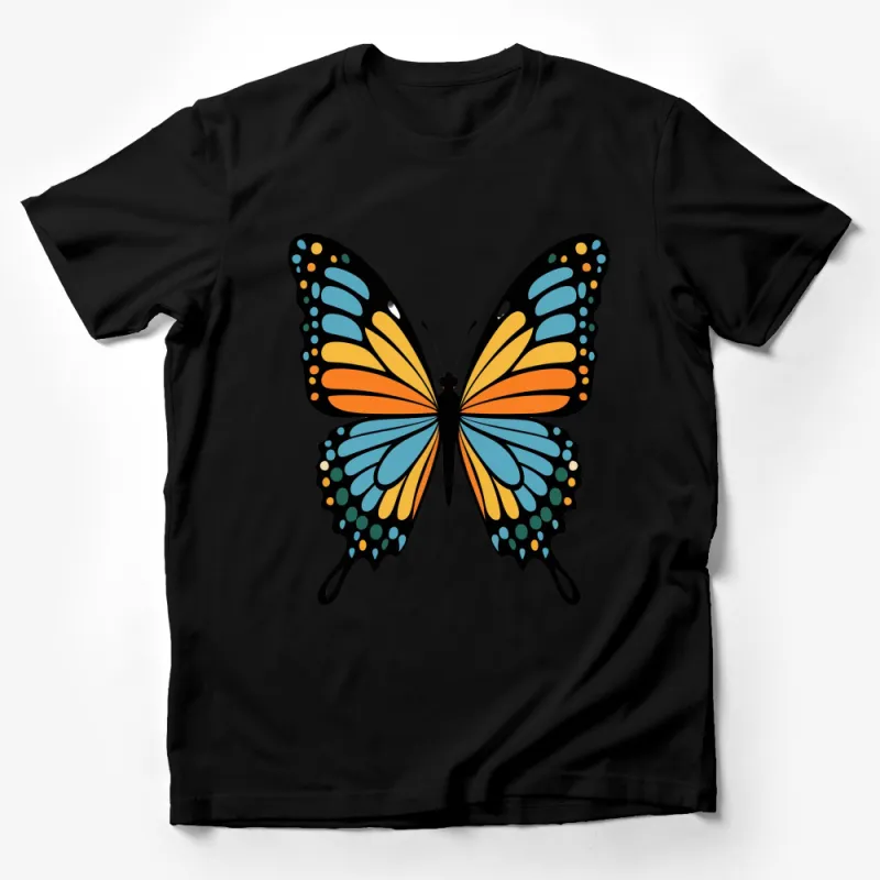 Colorful Butterfly Graphic T-Shirt, Vibrant Nature Inspired Tee for All Ages Male T-Shirt