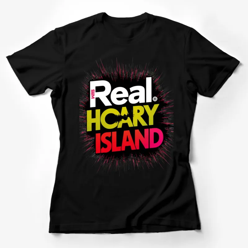 Real Hairy Island Bold Graphic T-Shirt, Striking Black and Red Design, Unisex Fashion Tee Female T-Shirt